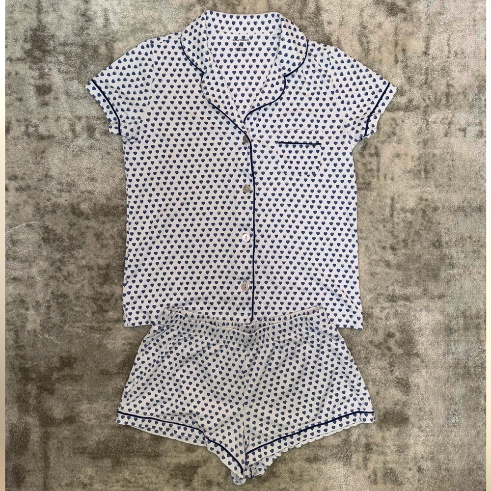Roller Rabbit Blue Hearts Polo Pajama Set - Picture 2 of 5